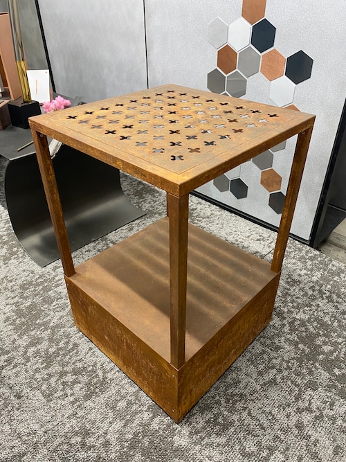 2shelves_ironrack_small_1 創作板金屋オーダーメイド・アイアン2段ラック・小(ヴィンテージ仕上げ)