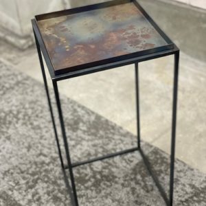 創作板金屋オーダーメイド・アイアンサイドテーブル・グレー（ヴィンテージ仕上げ）